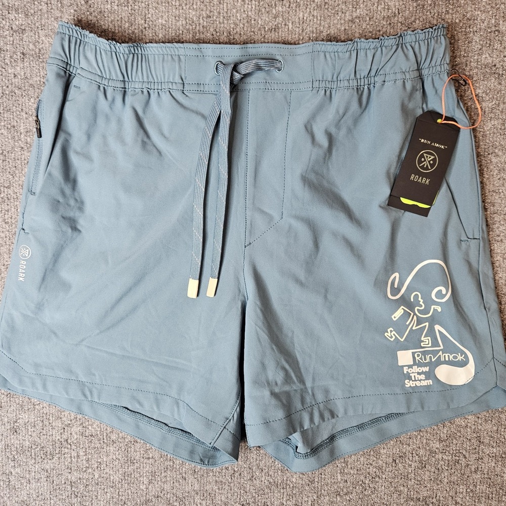 Roark Mens Run Amok Serrano 5 Inch Shorts Size Medium Drawstring Athletic